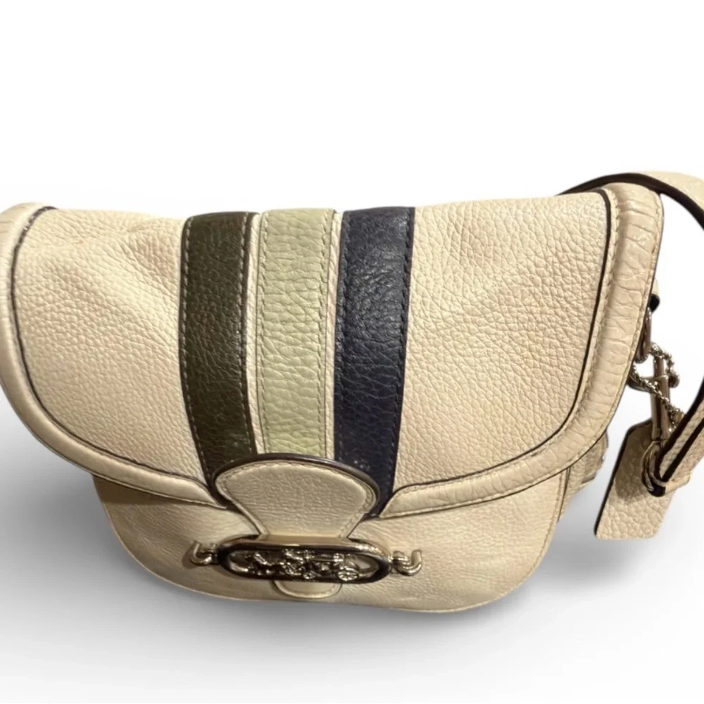 Coach Cream and Olive Crossbody leather jade  Bag 1924